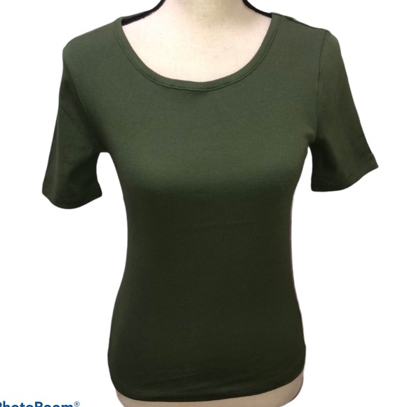 American Apparel khaki green fitted t-shirt Size M - Picture 1 of 7